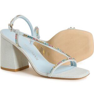*Stuart Weitzman Made in Spain Soiree Crystal 85 Block Heel Sandals (For Women)*